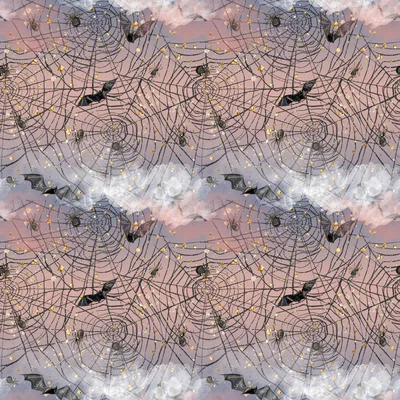 a pink and black pattern with a spider web